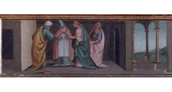 Predella con Storie della Vergine: Sposalizio della Vergine Maria, tempera su tavola, Francesco Signorelli, 1527